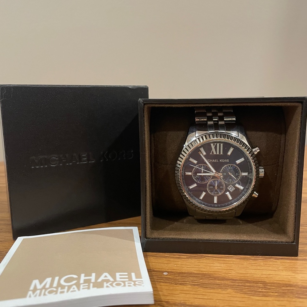 Michael Kors Silver and Blue Watch